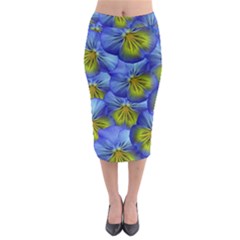 Flowers Pansy Background Purple Midi Pencil Skirt by Mariart