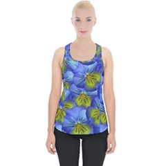 Flowers Pansy Background Purple Piece Up Tank Top by Mariart