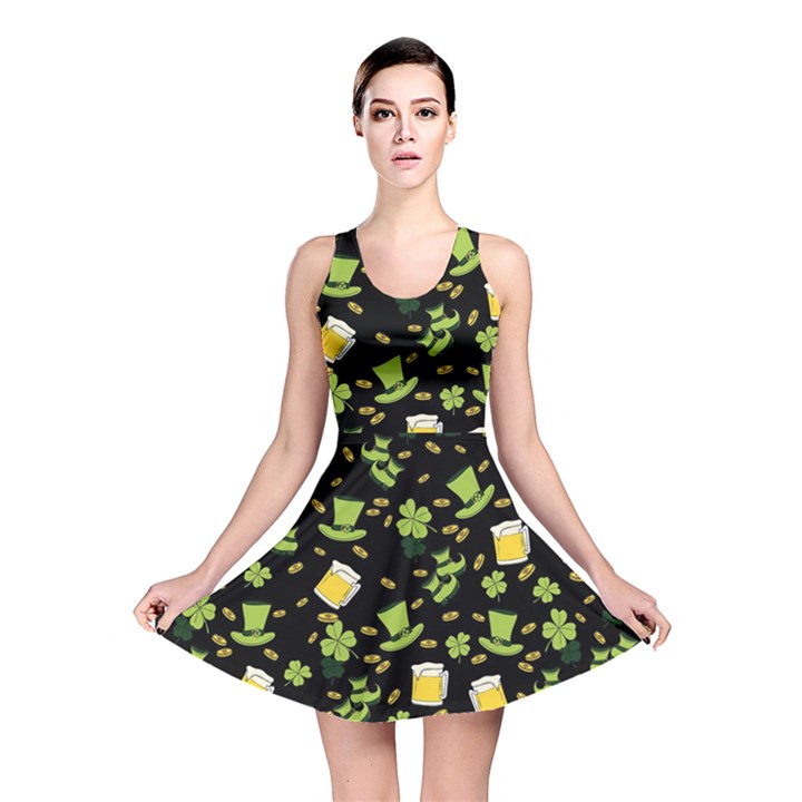 St Patricks day pattern Reversible Skater Dress