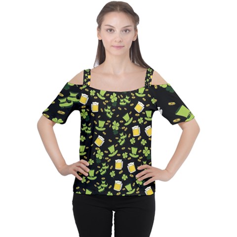 St Patricks Day Pattern Cutout Shoulder Tee by Valentinaart