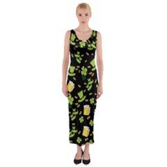 St Patricks Day Pattern Fitted Maxi Dress by Valentinaart