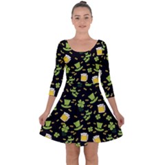 St Patricks Day Pattern Quarter Sleeve Skater Dress by Valentinaart