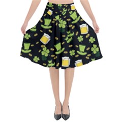 St Patricks Day Pattern Flared Midi Skirt by Valentinaart