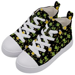 St Patricks Day Pattern Kids  Mid-top Canvas Sneakers