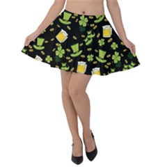 St Patricks Day Pattern Velvet Skater Skirt by Valentinaart