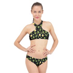 St Patricks Day Pattern High Neck Bikini Set by Valentinaart