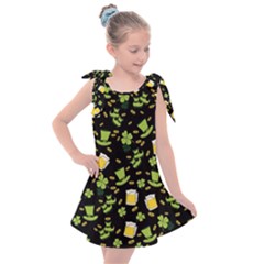 St Patricks Day Pattern Kids  Tie Up Tunic Dress by Valentinaart