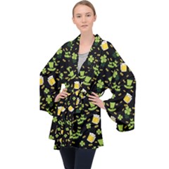 St Patricks Day Pattern Velvet Kimono Robe by Valentinaart