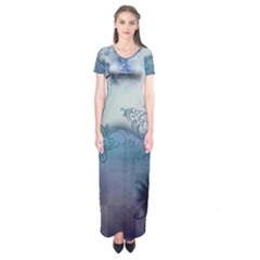 Wonderful Elegant Floral Design Short Sleeve Maxi Dress by FantasyWorld7