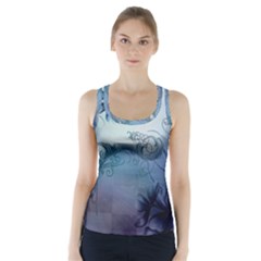 Wonderful Elegant Floral Design Racer Back Sports Top by FantasyWorld7