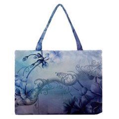 Wonderful Elegant Floral Design Zipper Medium Tote Bag by FantasyWorld7