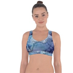 Wonderful Elegant Floral Design Cross String Back Sports Bra by FantasyWorld7