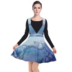 Wonderful Elegant Floral Design Plunge Pinafore Dress