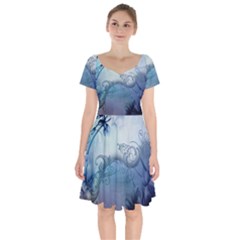 Wonderful Elegant Floral Design Short Sleeve Bardot Dress by FantasyWorld7