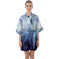 Wonderful Elegant Floral Design Quarter Sleeve Kimono Robe by FantasyWorld7