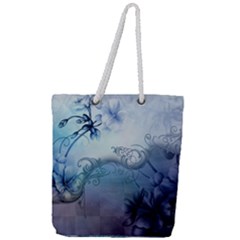 Wonderful Elegant Floral Design Full Print Rope Handle Tote (large) by FantasyWorld7