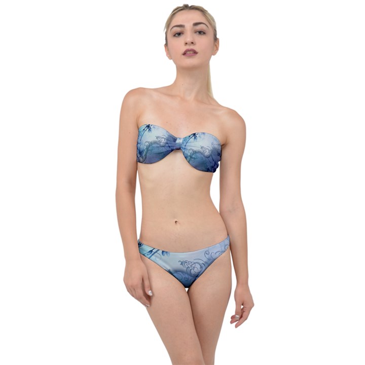 Wonderful Elegant Floral Design Classic Bandeau Bikini Set