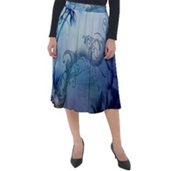 Wonderful Elegant Floral Design Classic Velour Midi Skirt 