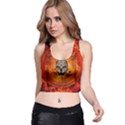 Awesome Skull With Celtic Knot With Fire On The Background Racer Back Crop Top View1