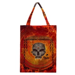 Awesome Skull With Celtic Knot With Fire On The Background Classic Tote Bag by FantasyWorld7