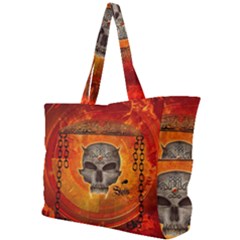 Awesome Skull With Celtic Knot With Fire On The Background Simple Shoulder Bag by FantasyWorld7