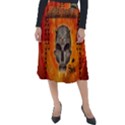 Awesome Skull With Celtic Knot With Fire On The Background Classic Velour Midi Skirt  View1