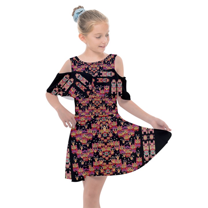 Nature Flower Girls Kids  Shoulder Cutout Chiffon Dress