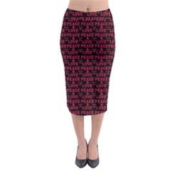 Peace And Love Typographic Print Pattern Midi Pencil Skirt by dflcprintsclothing