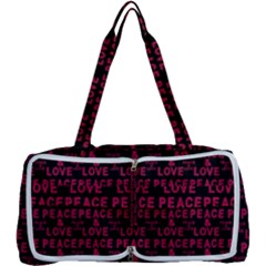 Peace And Love Typographic Print Pattern Multi Function Bag