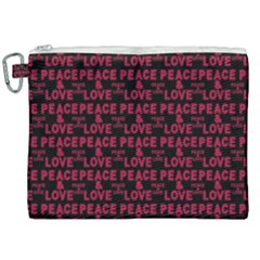 Peace And Love Typographic Print Pattern Canvas Cosmetic Bag (xxl) by dflcprintsclothing