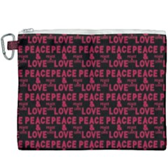 Peace And Love Typographic Print Pattern Canvas Cosmetic Bag (xxxl) by dflcprintsclothing