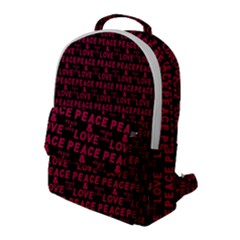 Peace And Love Typographic Print Pattern Flap Pocket Backpack (large)