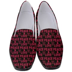 Peace And Love Typographic Print Pattern Women s Classic Loafer Heels