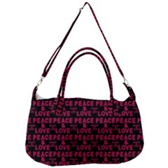 Peace And Love Typographic Print Pattern Removal Strap Handbag