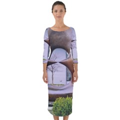 Henry Moore Quarter Sleeve Midi Bodycon Dress