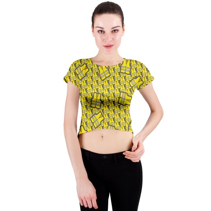 Gilet Jaune Pattern Yellowvests Cowcow Gilet Jaune Pattern Funny Yellow Vests Crew Neck Crop Top