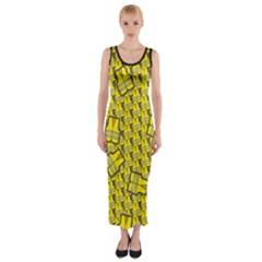 Gilet Jaune Pattern Yellowvests Cowcow Gilet Jaune Pattern Funny Yellow Vests Fitted Maxi Dress by snek