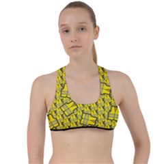 Gilet Jaune Pattern Yellowvests Cowcow Gilet Jaune Pattern Funny Yellow Vests Criss Cross Racerback Sports Bra by snek