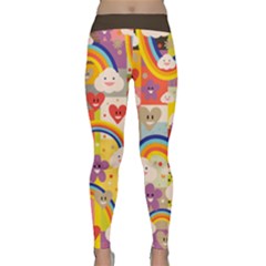 Rainbow Vintage Retro Style Kids Rainbow Vintage Retro Style Kid Funny Pattern With 80s Clouds Classic Yoga Leggings by genx