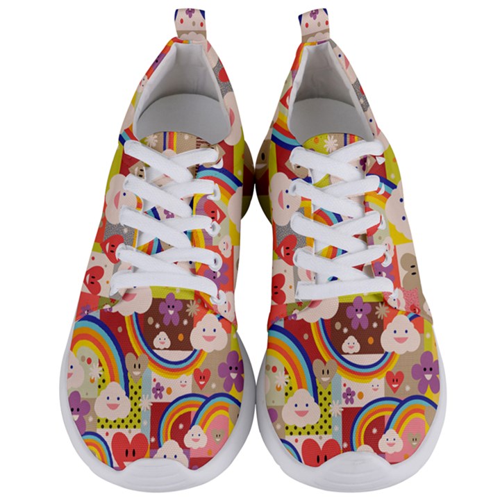 Rainbow Vintage Retro Style Kids Rainbow Vintage Retro Style Kid funny Pattern with 80s clouds Men s Lightweight Sports Shoes