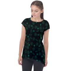 St Patricks Day Pattern Cap Sleeve High Low Top