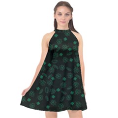 St Patricks Day Pattern Halter Neckline Chiffon Dress  by Valentinaart