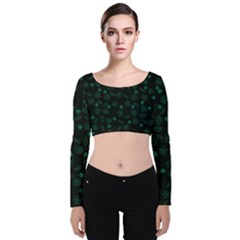 St Patricks Day Pattern Velvet Long Sleeve Crop Top