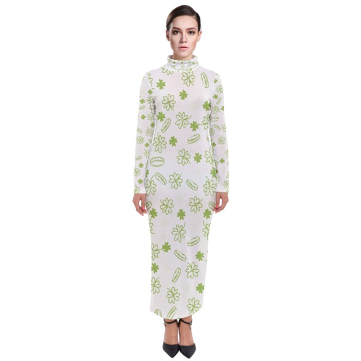 St Patricks day pattern Turtleneck Maxi Dress