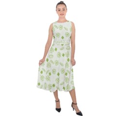 St Patricks Day Pattern Midi Tie-back Chiffon Dress by Valentinaart