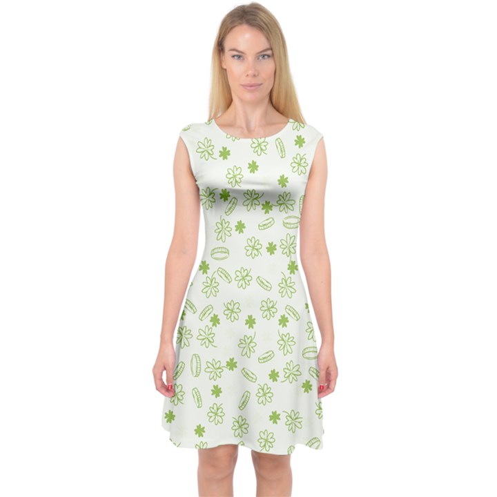 St Patricks day pattern Capsleeve Midi Dress