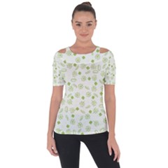 St Patricks Day Pattern Shoulder Cut Out Short Sleeve Top by Valentinaart