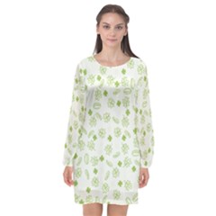 St Patricks Day Pattern Long Sleeve Chiffon Shift Dress  by Valentinaart