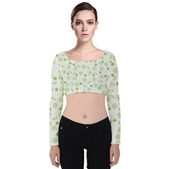 St Patricks Day Pattern Velvet Long Sleeve Crop Top