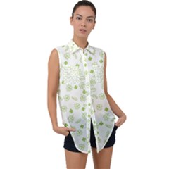 St Patricks Day Pattern Sleeveless Chiffon Button Shirt